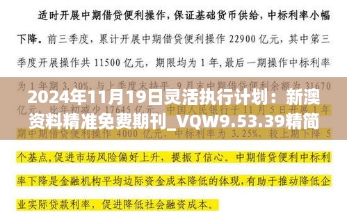 2024年11月19日靈活執(zhí)行計劃：新澳資料精準(zhǔn)免費期刊_VQW9.53.39精簡版