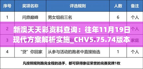 新澳天天彩資料查詢(xún)：往年11月19日現(xiàn)代方案解析實(shí)施_CHV5.75.74版本