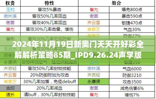 2024年11月19日新奧門(mén)天天開(kāi)好彩全解解析策略85期_IPD9.26.24聲學(xué)版