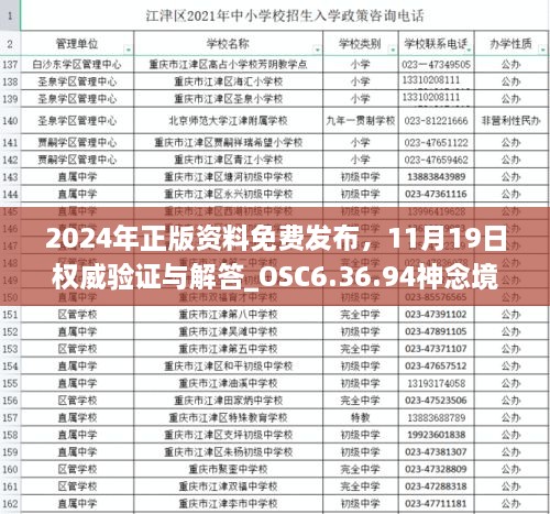 2024年正版資料免費(fèi)發(fā)布，11月19日權(quán)威驗(yàn)證與解答_OSC6.36.94神念境