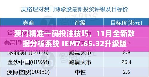 澳門精準一碼投注技巧，11月全新數(shù)據(jù)分析系統(tǒng) IEM7.65.32升級版