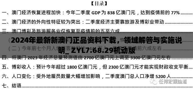 2024年最新新澳門正品資料下載，領(lǐng)域解答與實(shí)施說明_ ZYL7.68.29機(jī)動(dòng)版