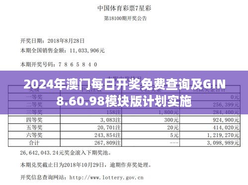 2024年澳門每日開獎(jiǎng)免費(fèi)查詢及GIN8.60.98模塊版計(jì)劃實(shí)施