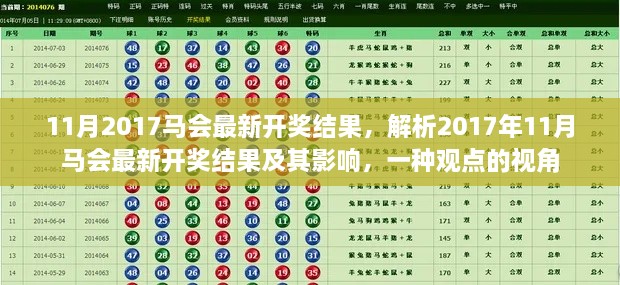 2017年11月馬會最新開獎結(jié)果分析與影響，一種觀點(diǎn)的視角