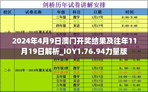 2024年4月9日澳門開獎結果及往年11月19日解析_IOY1.76.94力量版