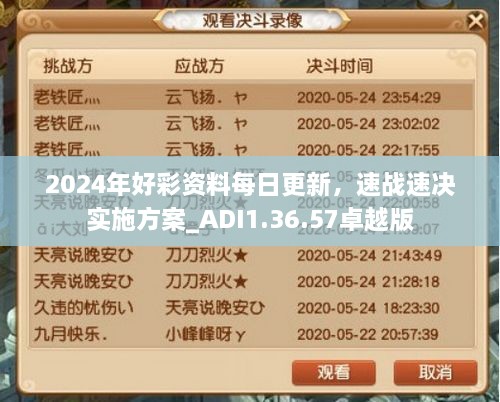 2024年好彩資料每日更新，速戰(zhàn)速?zèng)Q實(shí)施方案_ADI1.36.57卓越版