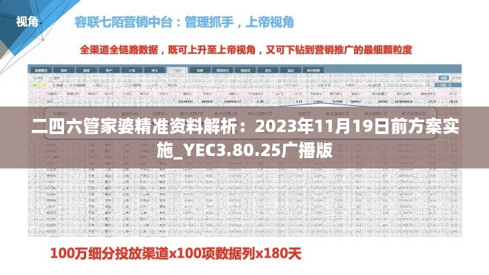 二四六管家婆精準(zhǔn)資料解析：2023年11月19日前方案實(shí)施_YEC3.80.25廣播版