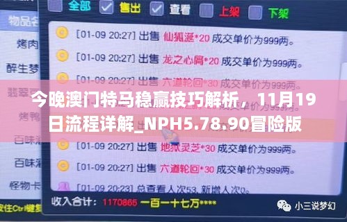 今晚澳門特馬穩(wěn)贏技巧解析，11月19日流程詳解_NPH5.78.90冒險(xiǎn)版