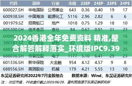 2024香港全年免費資料 精準,整合解答解釋落實_環(huán)境版IPC9.39