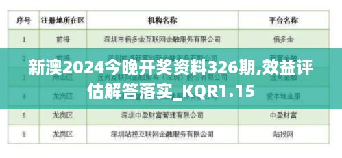 新澳2024今晚開獎資料326期,效益評估解答落實(shí)_KQR1.15