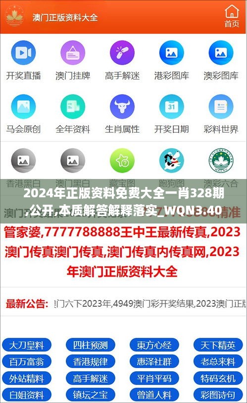 2024年正版資料免費大全一肖328期,公開,本質(zhì)解答解釋落實_WQN3.40