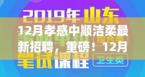 孝感中順潔柔12月最新招聘啟事，職場新星挑戰(zhàn)，崗位空缺等你來填補