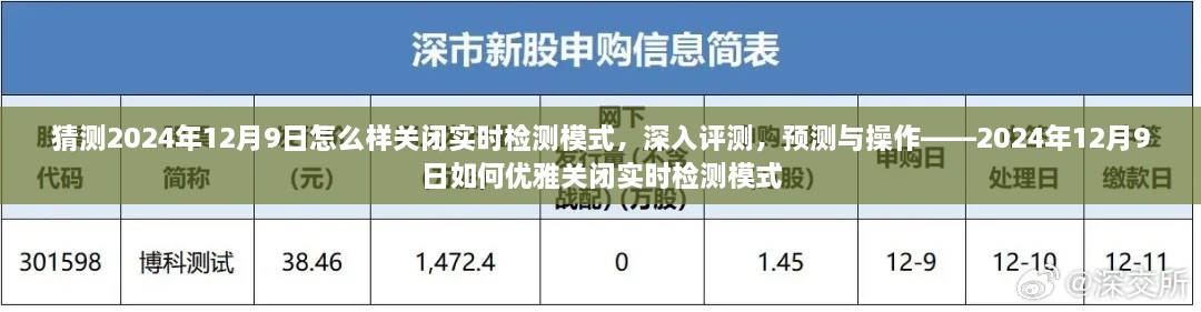 猜測(cè)2024年12月9日怎么樣關(guān)閉實(shí)時(shí)檢測(cè)模式，深入評(píng)測(cè)，預(yù)測(cè)與操作——2024年12月9日如何優(yōu)雅關(guān)閉實(shí)時(shí)檢測(cè)模式