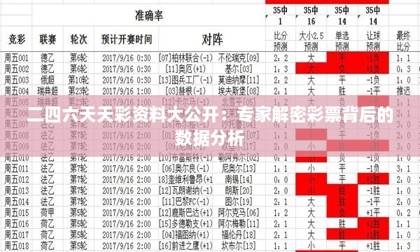 二四六天天彩資料大公開：專家解密彩票背后的數據分析