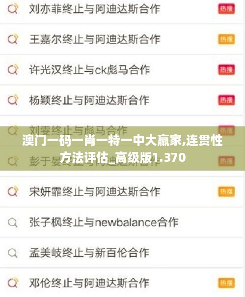 澳門一碼一肖一特一中大羸家,連貫性方法評估_高級版1.370