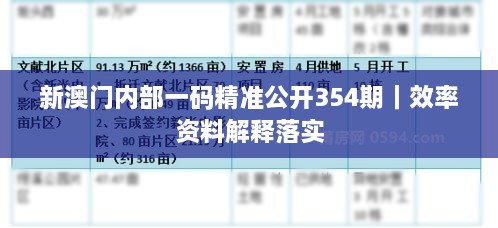 新澳門內部一碼精準公開354期｜效率資料解釋落實