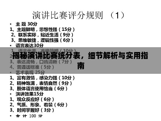 揭秘演講比賽統(tǒng)分表，細(xì)節(jié)解析與實(shí)用指南