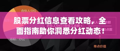 股票分紅信息查看攻略，全面指南助你洞悉分紅動(dòng)態(tài)！