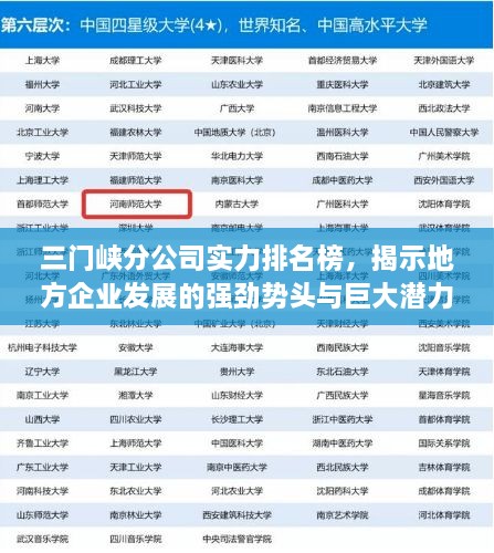 三門峽分公司實力排名榜，揭示地方企業(yè)發(fā)展的強勁勢頭與巨大潛力