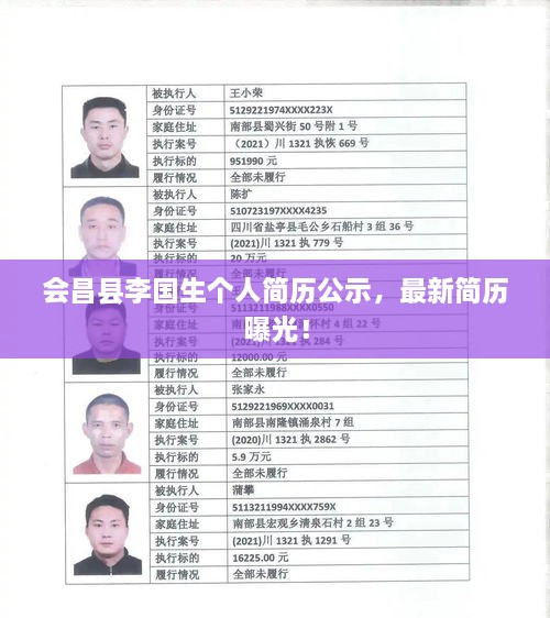 會昌縣李國生個(gè)人簡歷公示，最新簡歷曝光！