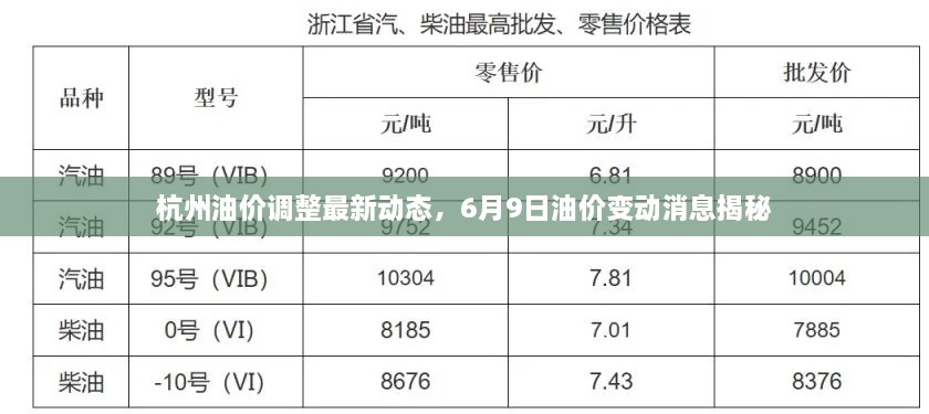 杭州油價調(diào)整最新動態(tài)，6月9日油價變動消息揭秘