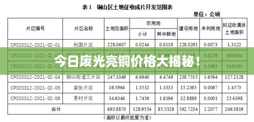 今日廢光亮銅價格大揭秘！